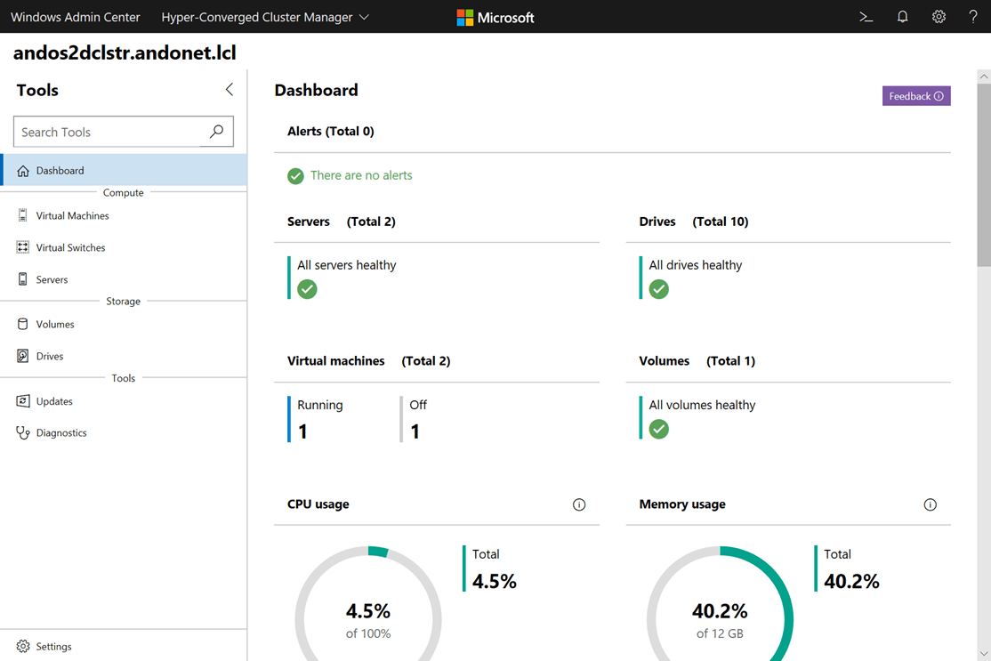 windows admin center dashboard