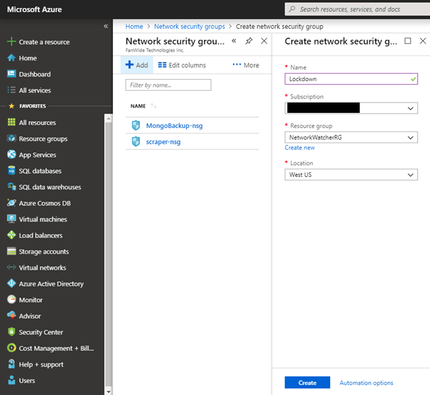 Network Security Group in Microsoft Azure