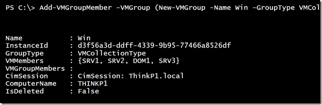 Creating a VM Group and Members in a PowerShell one-liner