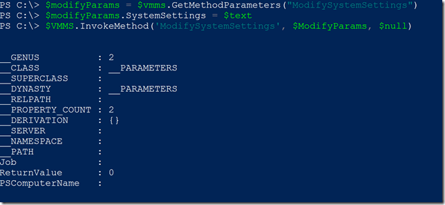 Invoking the WMI method with PowerShell