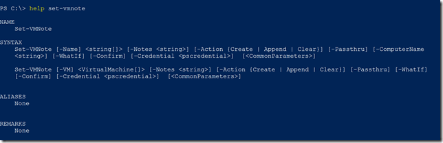Set-VMNote help
