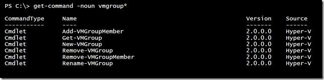 VM Group cmdlets in PowerShell