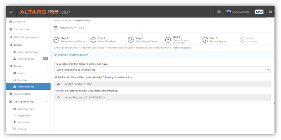 SharePoint and OneDrive for Business Support for Altaro Office 365 Backup for MSPs