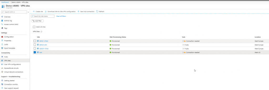 Using vWAN for VPN