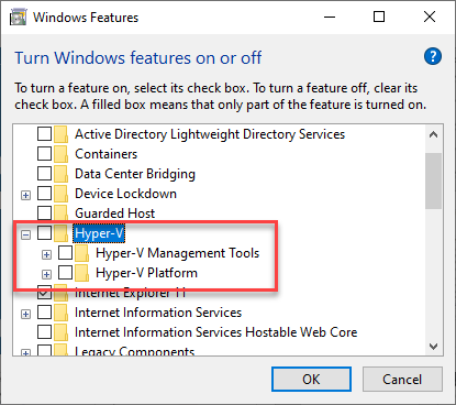 Disable Hyper-V Windows 10