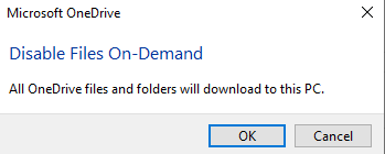 Microsoft OneDrive Disable Files On-Demand