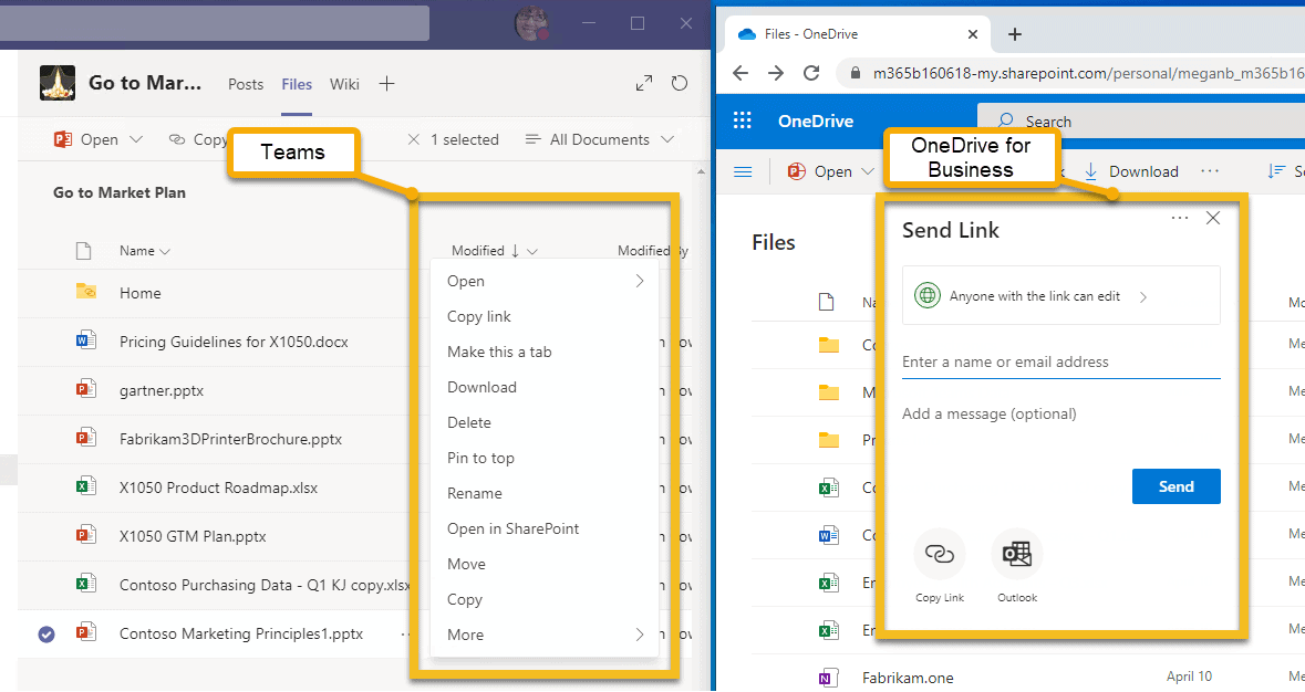 OneDrive For Business, Microsoft Teams