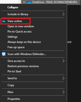 Right click on OD4B in Windows Explorer