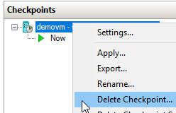 Delete a Hyper-V checkpoint in the GUI