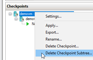 Delete a Hyper-V checkpoint subtree