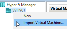 Start a virtual machine import in Hyper-V