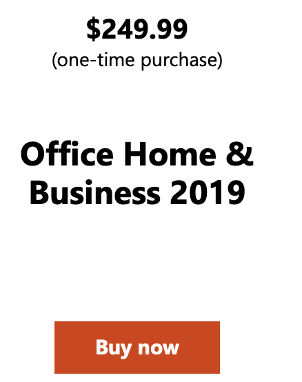 Microsoft Office Home and Business 2019 pricing