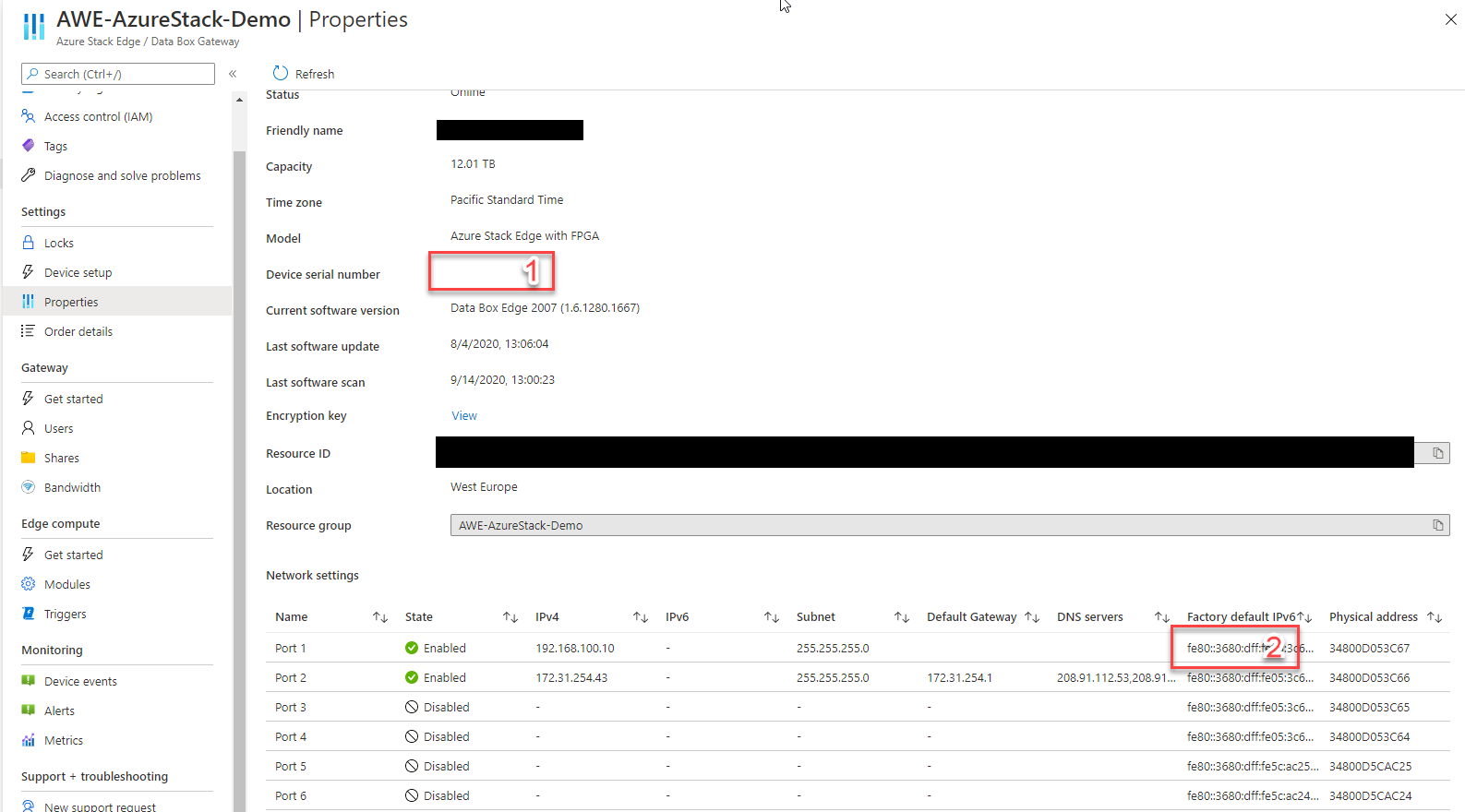 AWE Azure Stack Device Serial Number