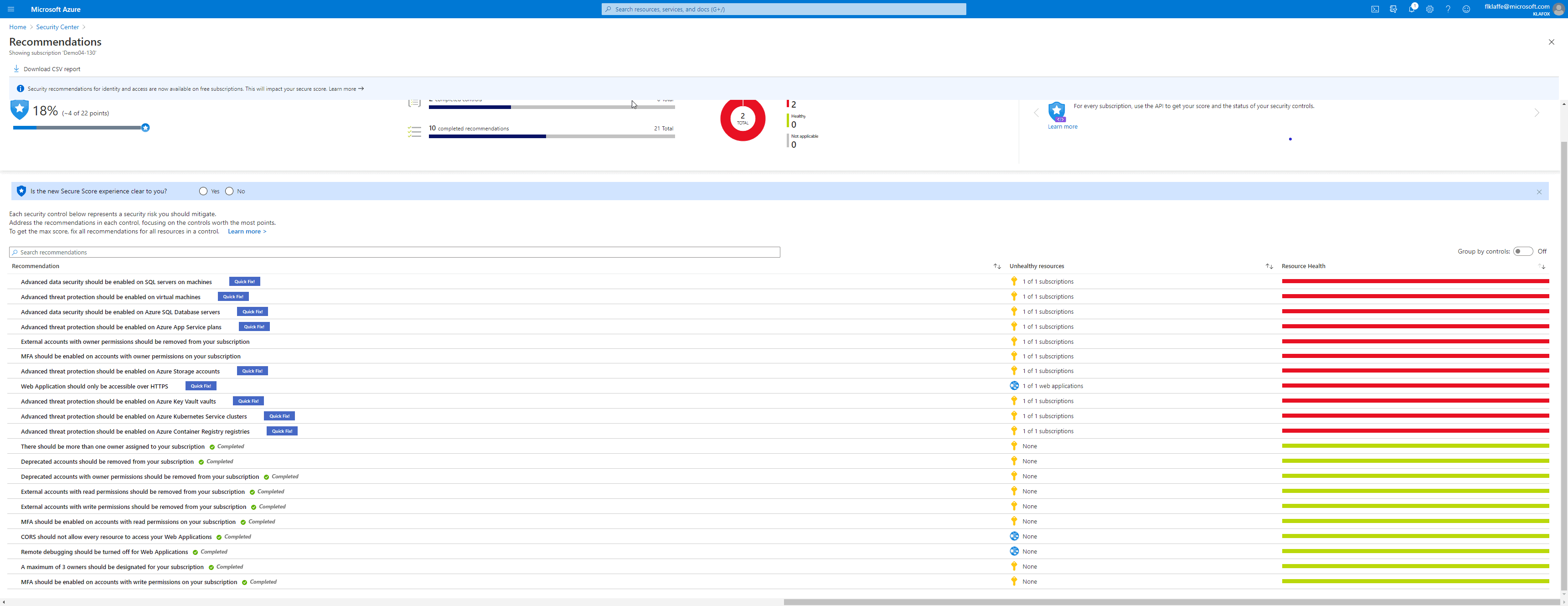 Improve Azure Secure Score