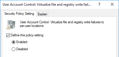 User Account Control UAC Security Policy Setting