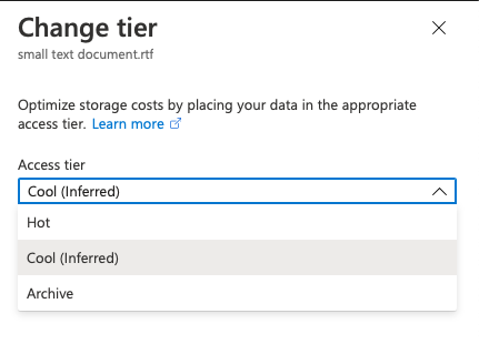 Azure Archive Storage Change Tier Hot Cool Archive