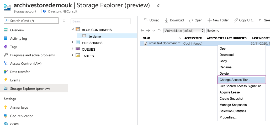 Azure Archive Storage Explorer GUI