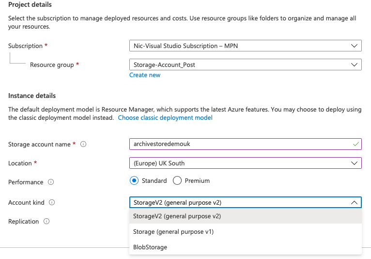 Azure Storage Account Details