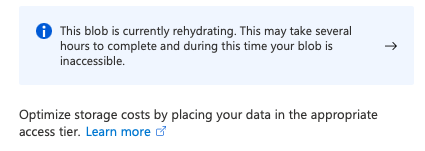 Azure Storage tier change rehydration operation error