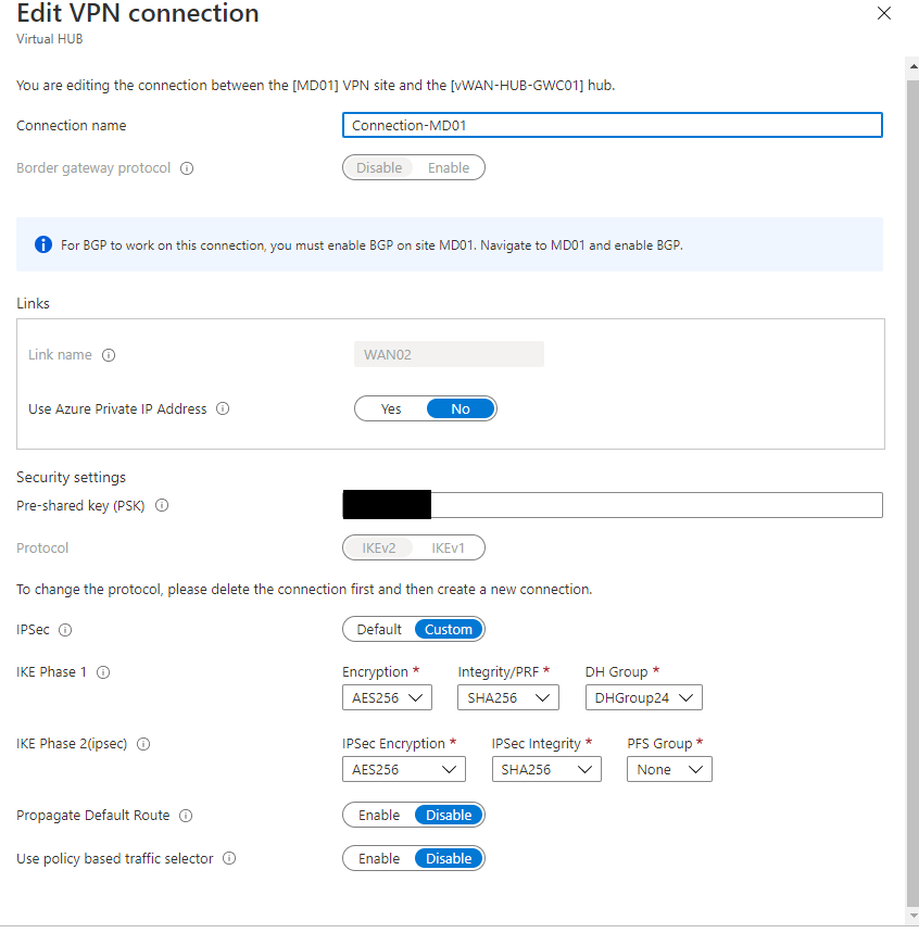 Editing VPN connection