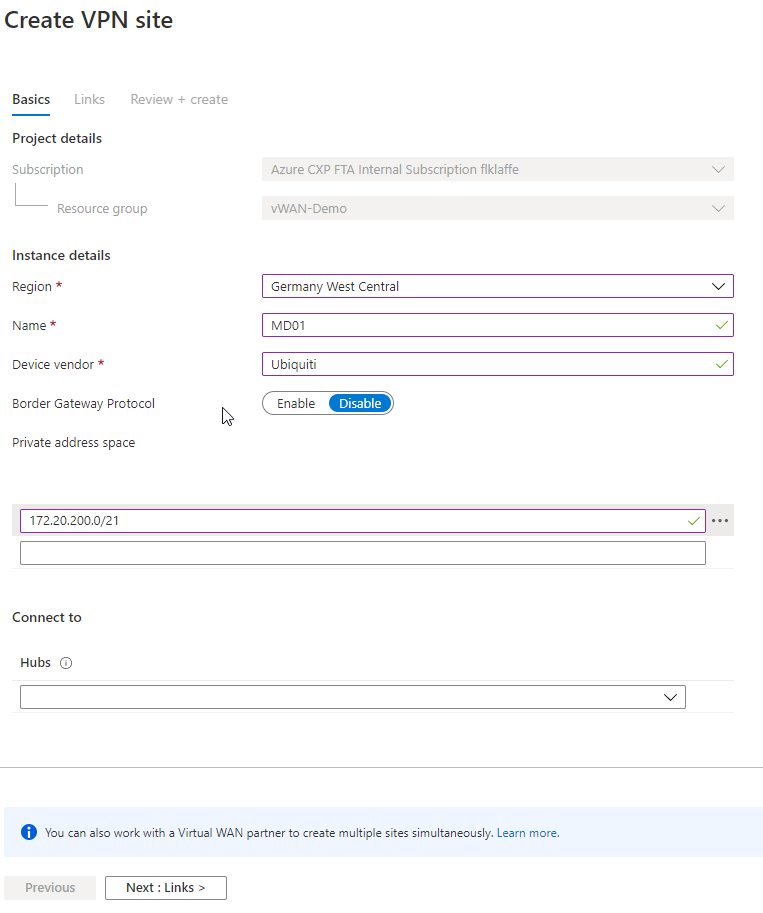 configuring the VPN Site