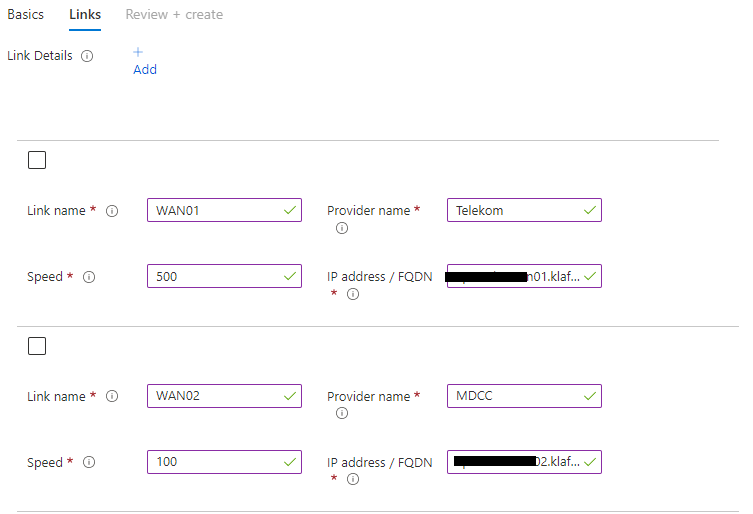 Azure Gateway configuration