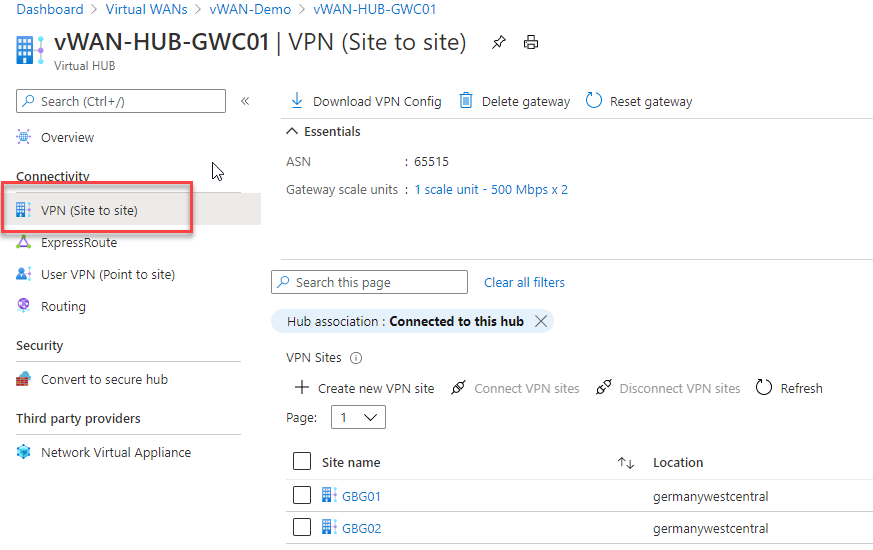 Configure Hub and IPSec