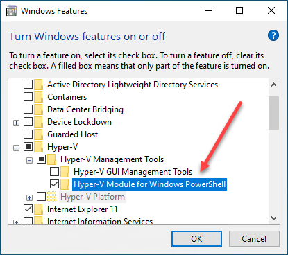 Adding Hyper-V PowerShell Module using Windows Features