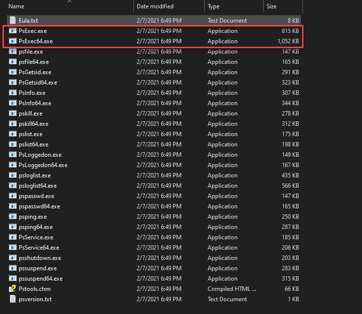 After extracting the PS Tools suite of tools to a directory