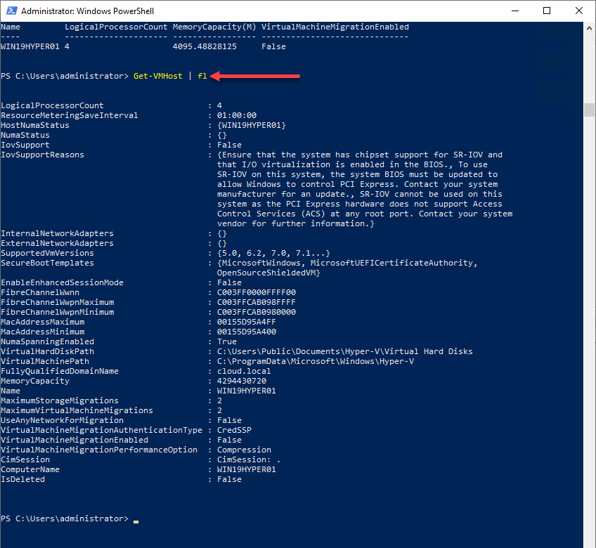 Get-VMHost with the Format-list pipe