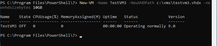 New-VM cmdlet creating a new Hyper-V virtual machine