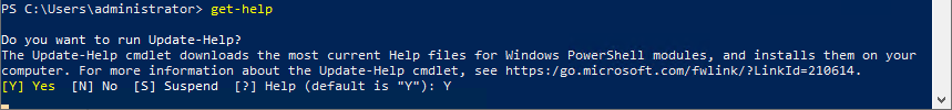 Running Update Help to ensure the most current version of get-help is installed