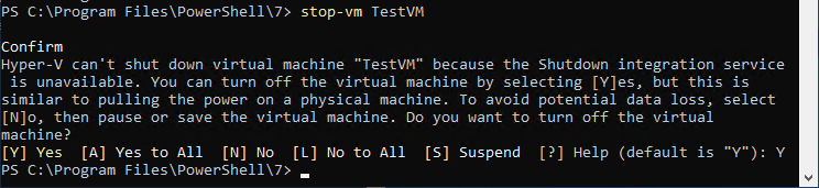 Stop-VM and message regarding Integration Services