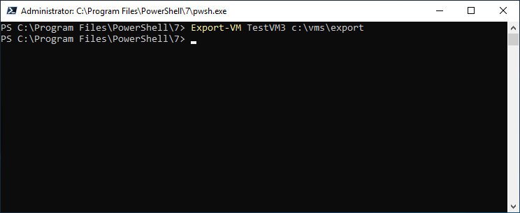 Using Export-VM for a VM to a specific folder