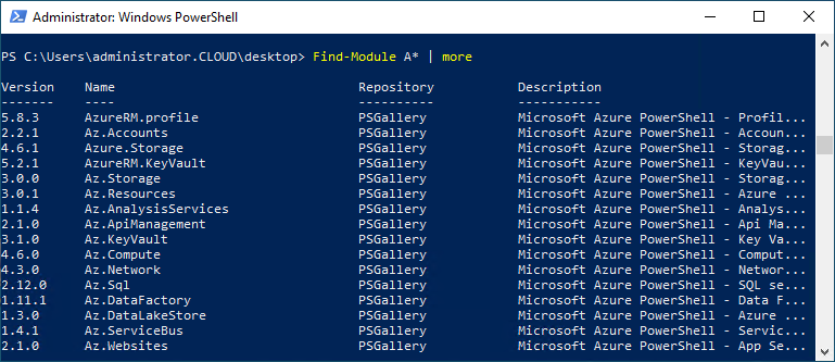 Using the Find-Module cmdlet to find specific modules in the PowerShell gallery