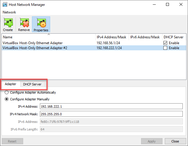 VirtualBox Host Network Manager