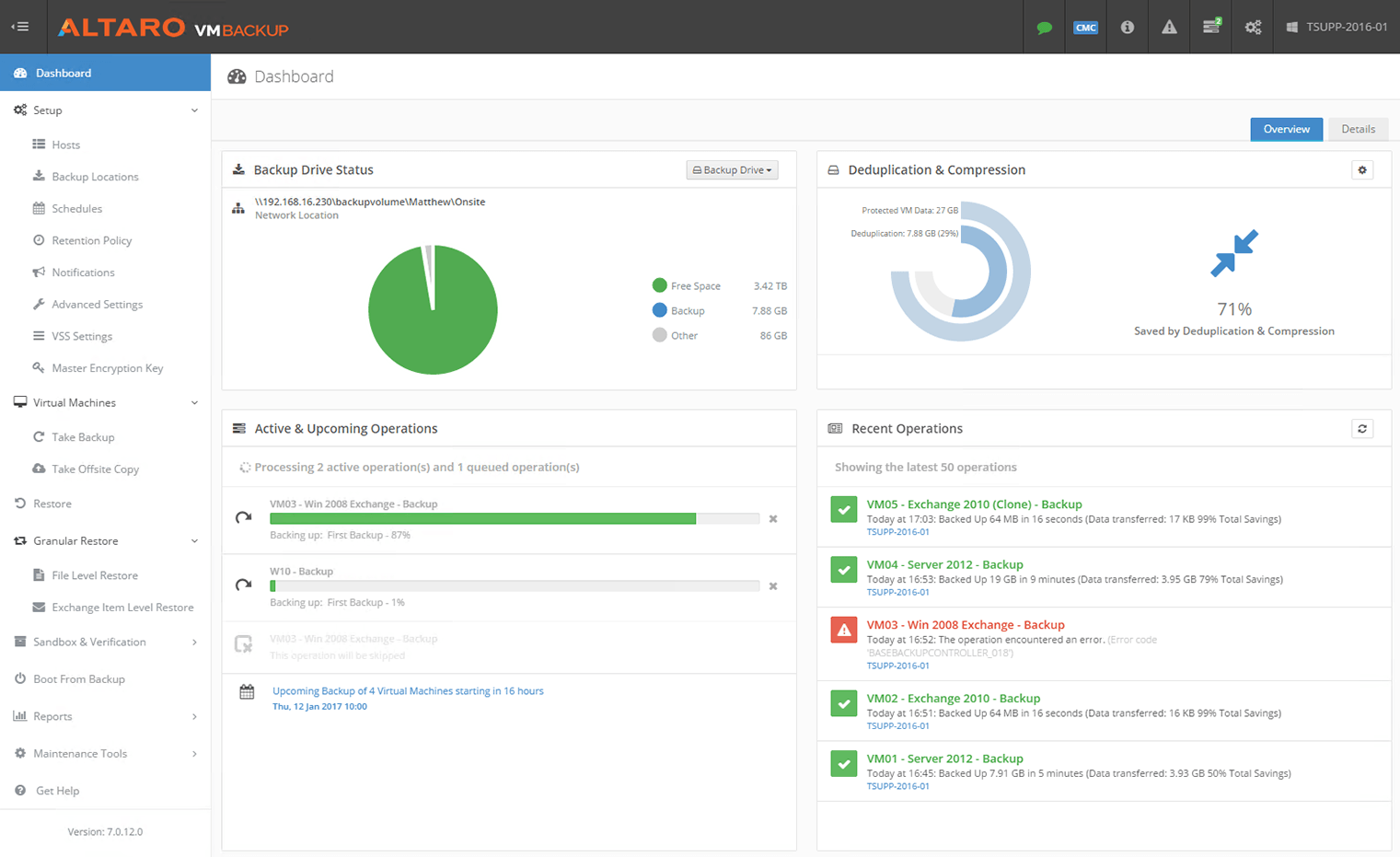 Monitor de status van uw back-uptaken via het dashboard