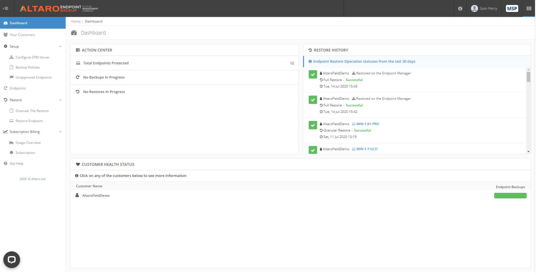 Endpoint Dashboard