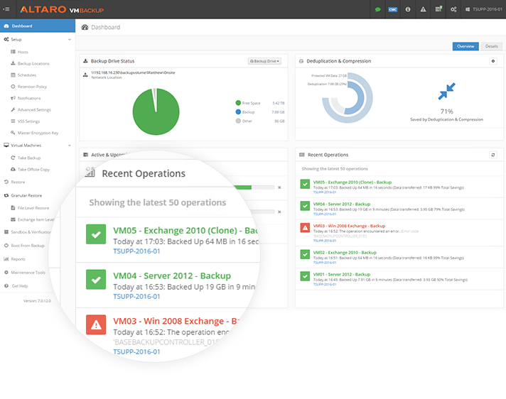 Altaro VmBackup Dashboard