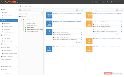 screenshot view backup retention policies web