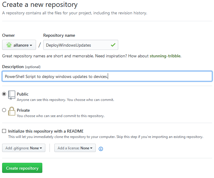 GitHub new repository