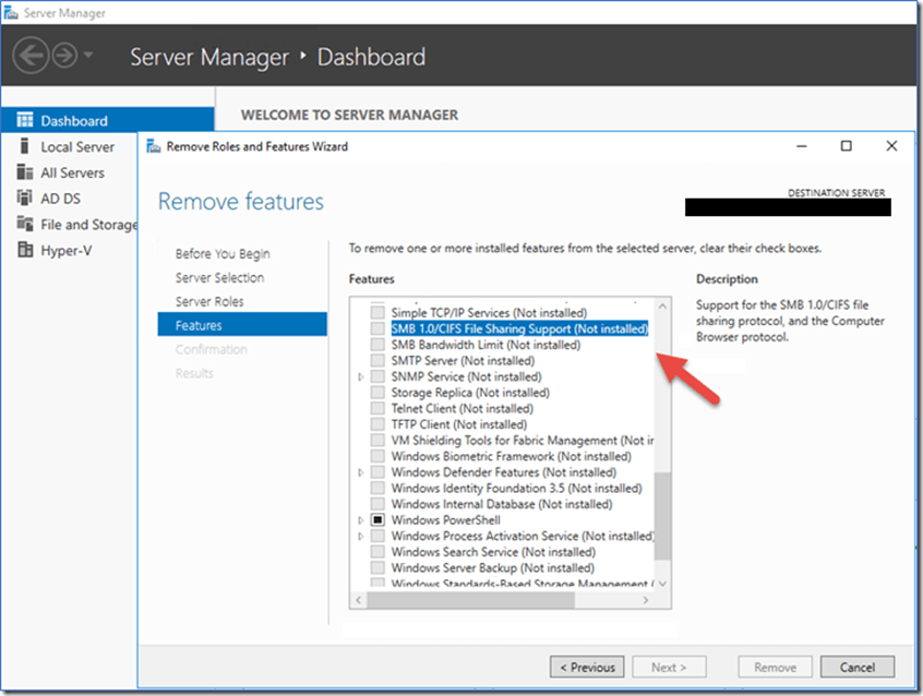 Figure 1: SMB Version 1 on Windows Server