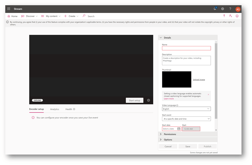 Setting up a Live Event in Microsoft Stream