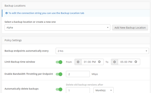 EndPoint - backup locations