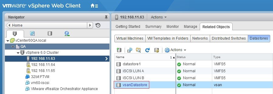 Figure 10 - VSAN datastore