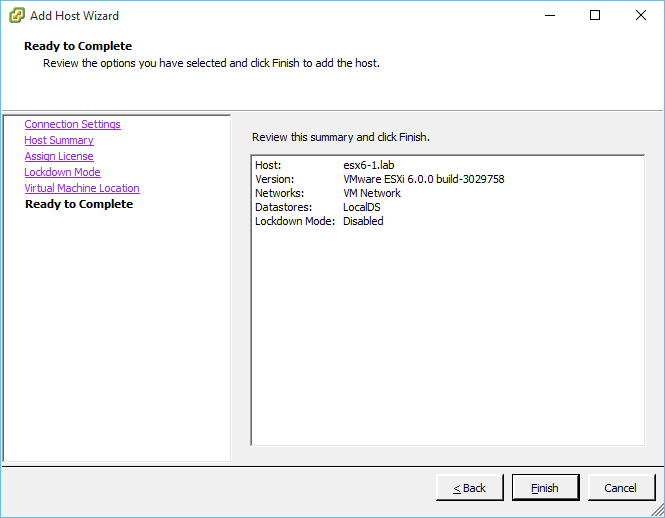 Completing the host addition process