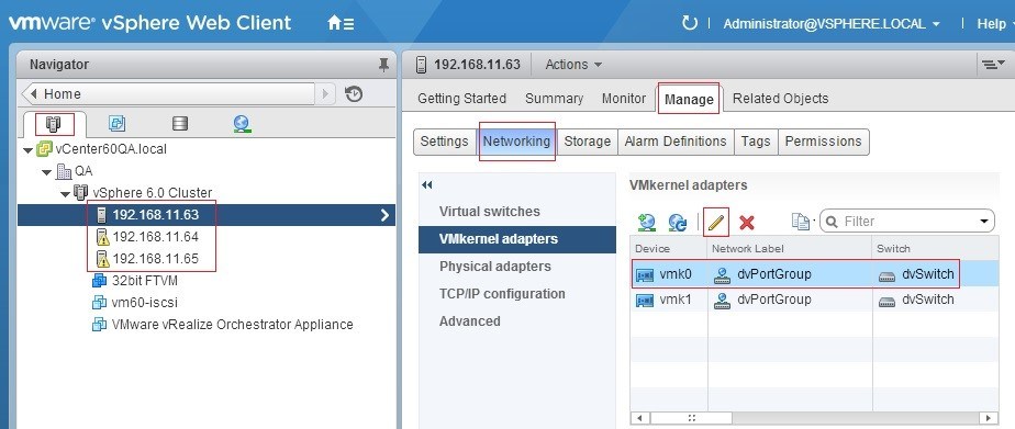 Figure 6 - VMkernel settings