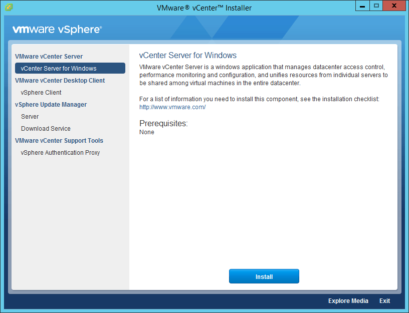 Running the vCenter Server installer