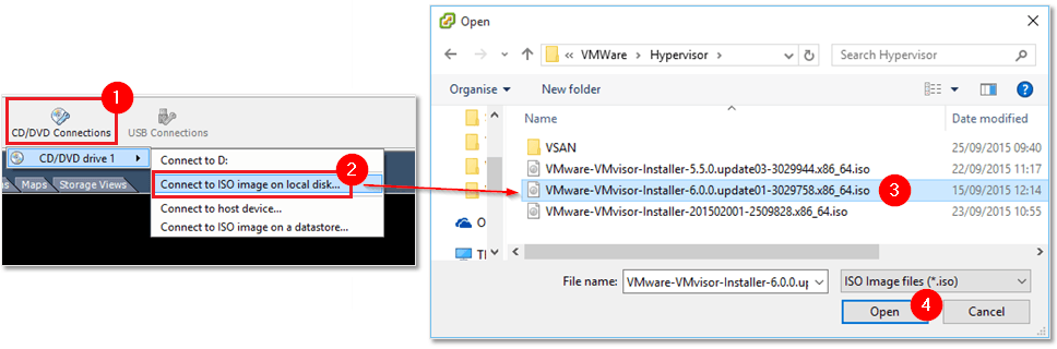 Mounting an ISO image as CD/DVD media on a VM