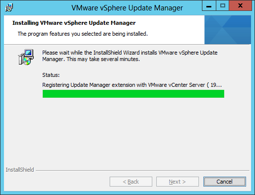 Figure 17 - Installation almost complete. VUM plugin extension registered with vCenter Server